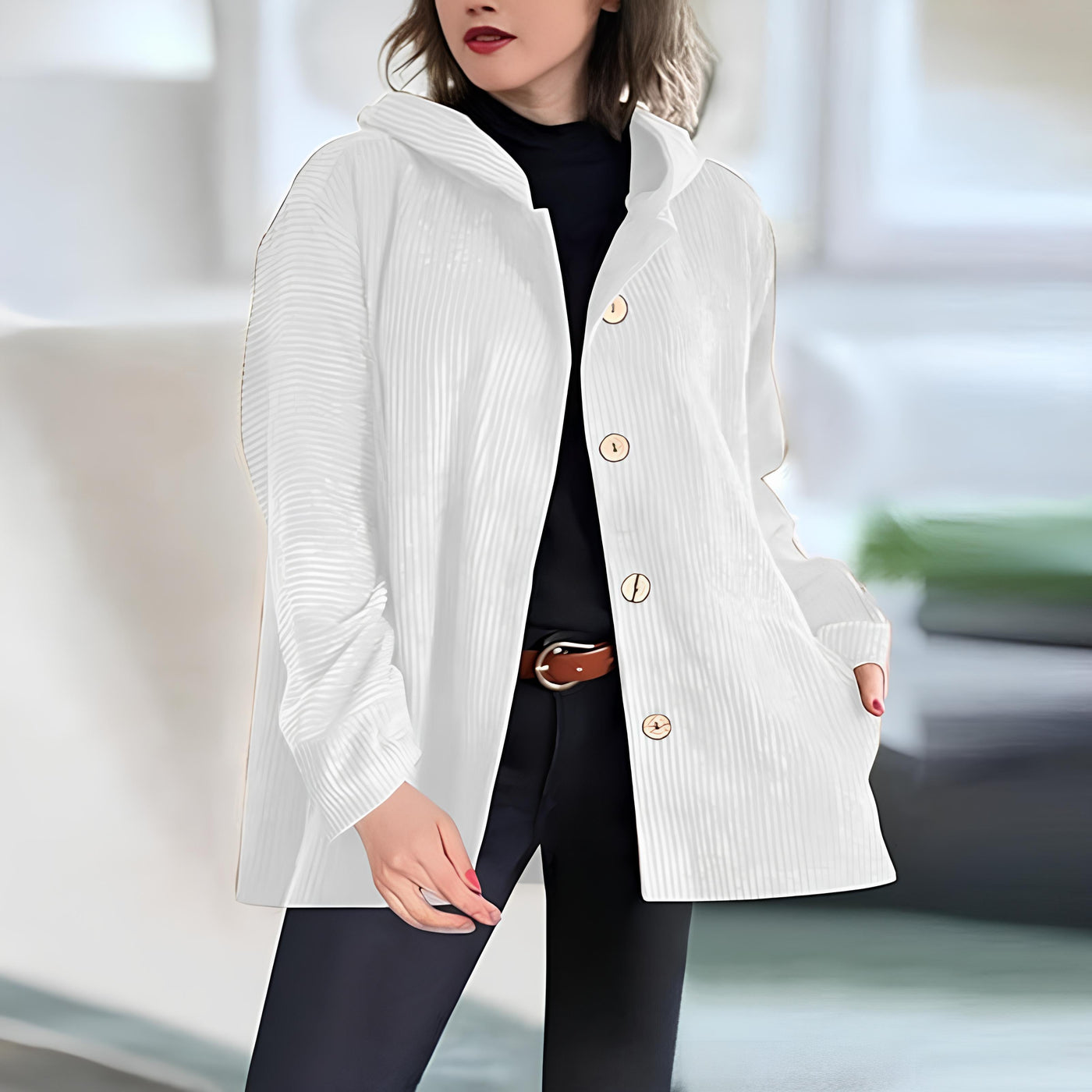 afslappet fløjl hoodie til efteråret