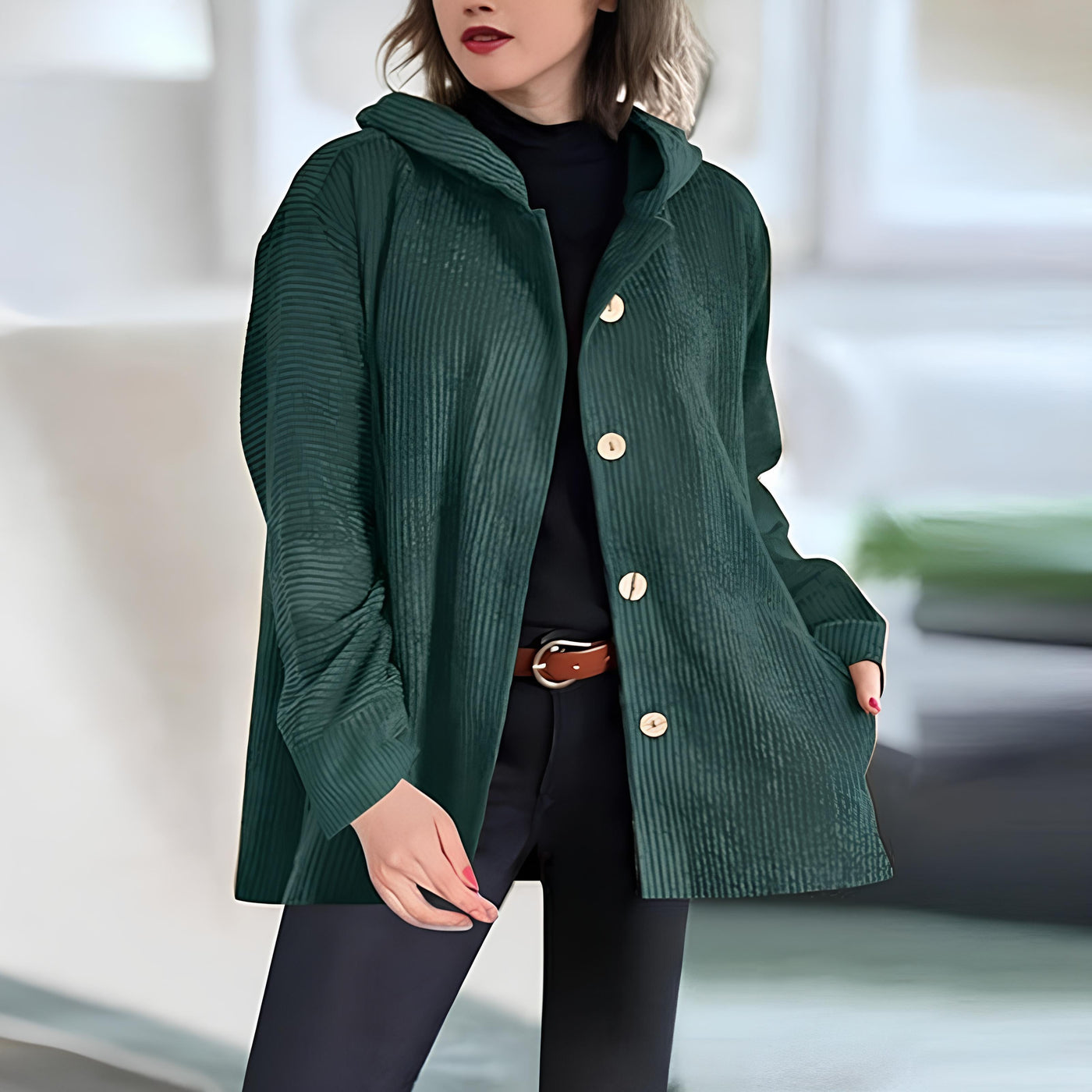 afslappet fløjl hoodie til efteråret