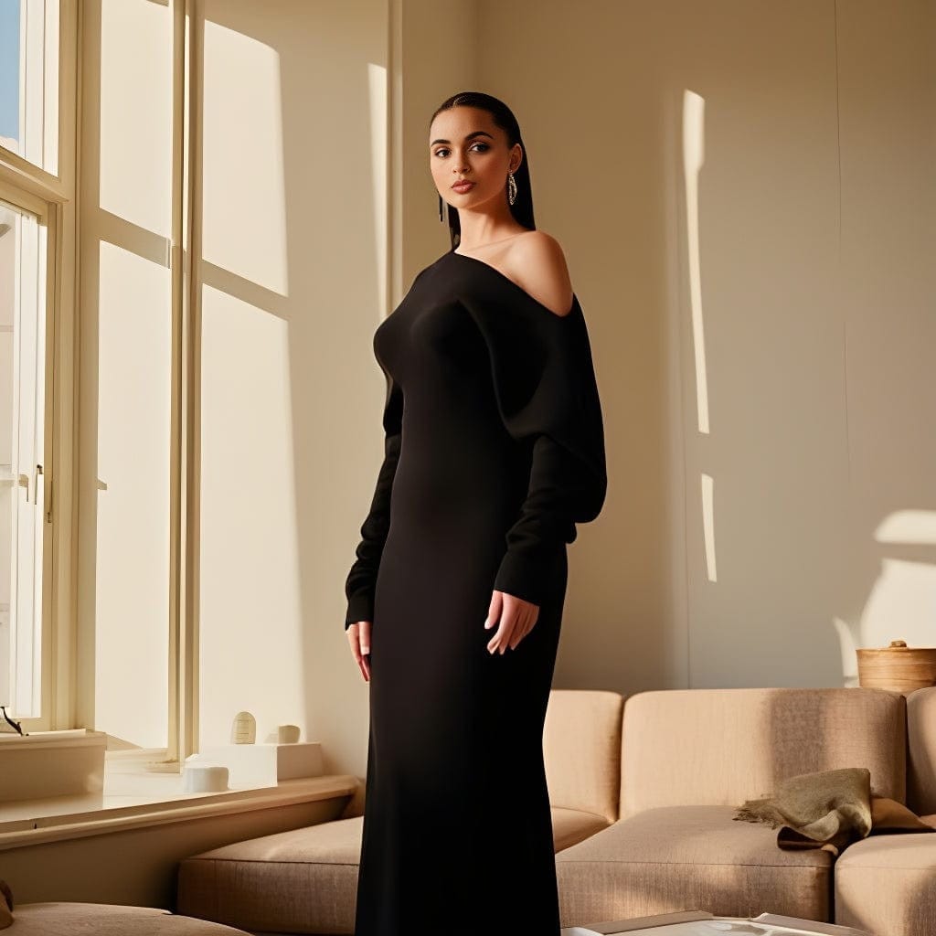 Seraphine Sweater-kjole med dråbe-skulder