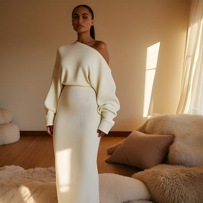 Seraphine Sweater-kjole med dråbe-skulder