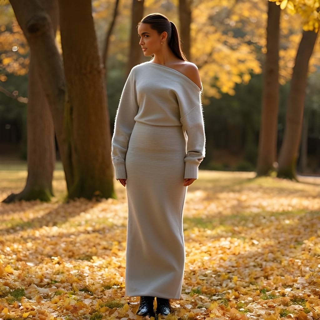 Seraphine Sweater-kjole med dråbe-skulder