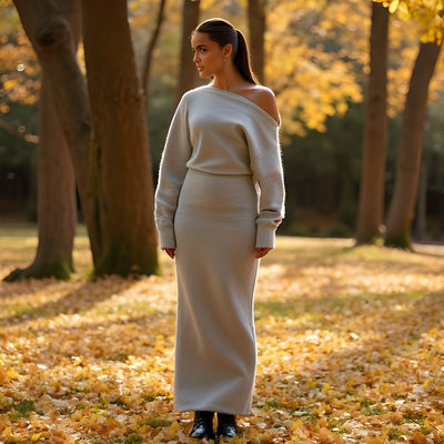 Seraphine Sweater-kjole med dråbe-skulder